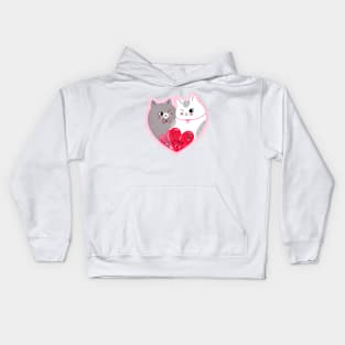 Cat Heart i love you Kids Hoodie